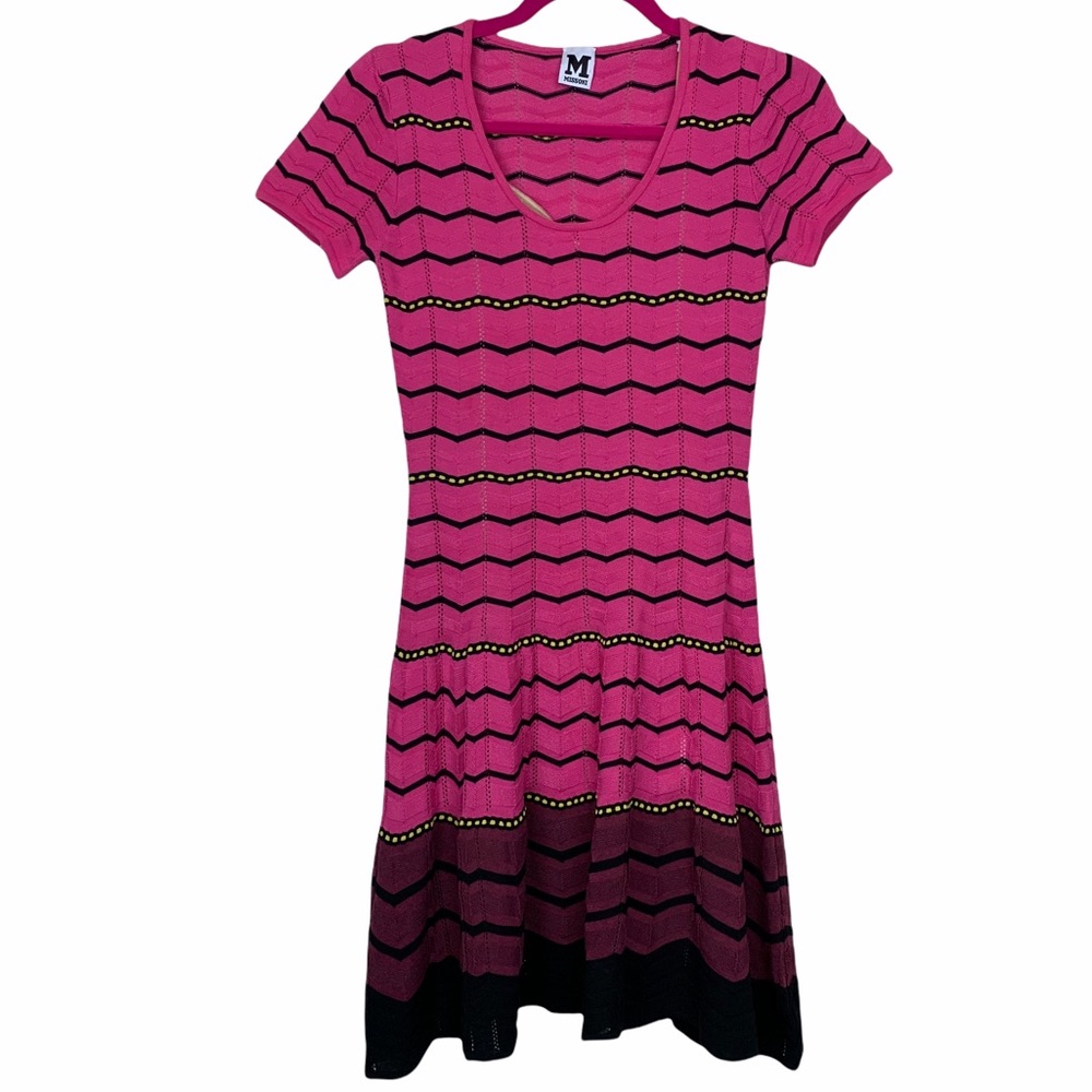 M by Missoni Pink Knit Chevron Dress